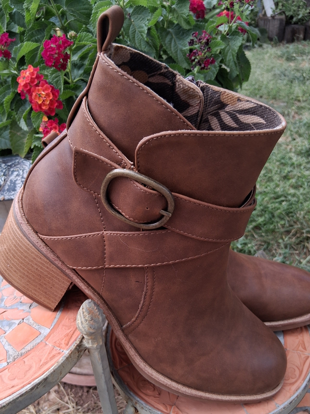 B.O.C. Brown Wrap-Strap Ankle Boots